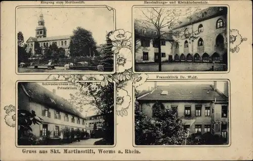 Ak Worms am Rhein, Sankt Martinsstift, Frauenklinik, Schwesternhaus, Privatklinik