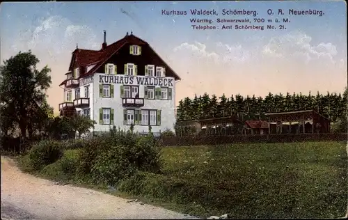 Ak Schömberg im Schwarzwald Württemberg, Kurhaus Waldeck