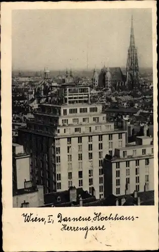 Ak Wien 1. Innere Stadt Österreich, Herrengasse, Das neue Hochhaus