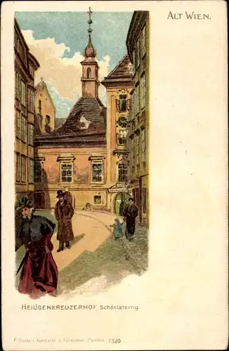 Litho Wien 1 Innere Stadt, Altstadt, Heiligenkreuzerhof, Schönlaterng.