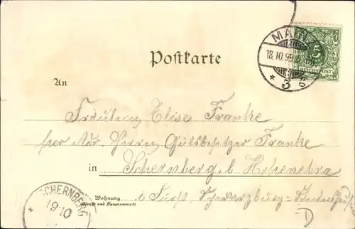 Litho Mainz am Rhein, Stadthalle, Dom, Bahnhof, Guttenbergdenkmal