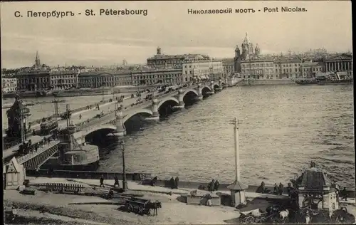 Ak Sankt Petersburg Russland, Pont Nicolas, Nikolausbrücke