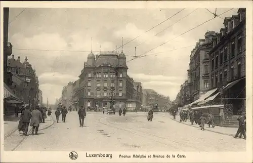Ak Luxemburg, Avenue Adolphe et Avenue de la Gare