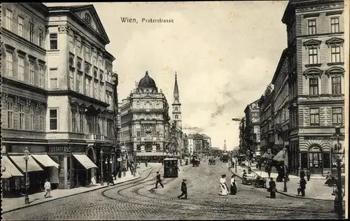 Ak Wien II, Praterstraße, Straßenbahn Linie Nr. 7