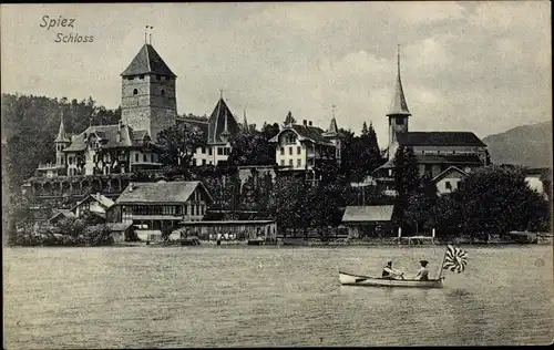 Ak Spiez am Thuner See Kanton Bern, Schloss