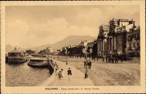 Ak Palermo Sizilien Sicilia Italien, Foro Umberto I Porta Felice