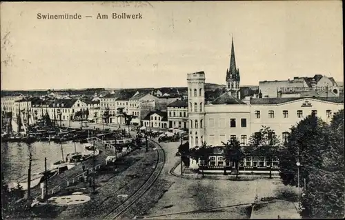 Ak Świnoujście Swinemünde Pommern, Am Bollwerk