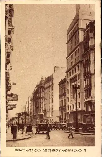 Ak Buenos Aires Argentinien, Casa del Teatro y Avenida Santa Fe