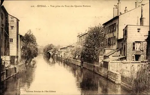 Ak Épinal Lothringen Vosges, vue prise du Pont des Quatre Nations