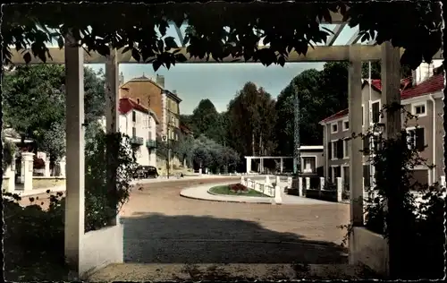 Ak Bains les Bains Vosges, Entrée du Parc et Avenue du Docteur Bailly