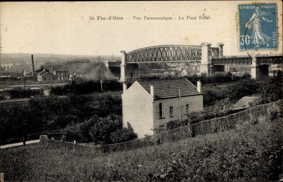 Ak Fin d'Oise Conflans Yvelines, Vue panoramique, Le Pont Eiffel