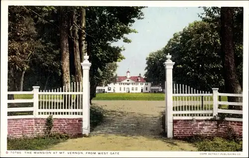 Ak Mount Vernon Virginia USA, The Mansion, from West Gate