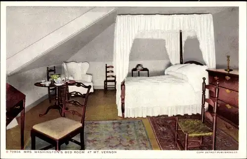 Ak Mount Vernon Virginia USA, Mrs. Washington's Bed Room