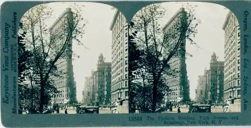 Stereo Foto New York City USA, Flatiron Building, Fifth Avenue and Broadway