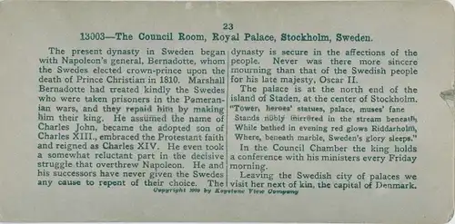Stereo Foto Stockholm Schweden, Council Room, Royal Palace