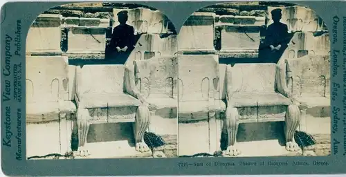 Stereo Foto Athen Griechenland, Seat of the Priest of Dionysos