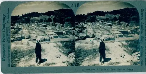 Stereo Foto Olympia Griechenland, Ruins of the Temple of Zeus