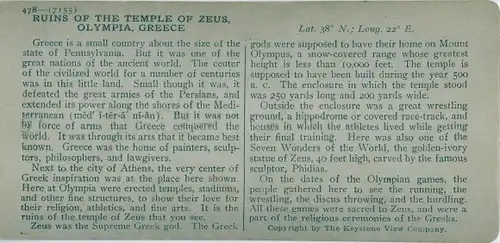 Stereo Foto Olympia Griechenland, Ruins of the Temple of Zeus
