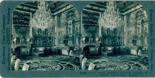 Stereo Foto Fontainebleau Seine et Marne, Royal Palace, Reception Room of Catherine de Medicis