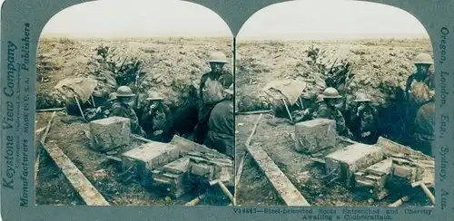 Stereo Foto Scots entrenched and cheerily awaiting a counter attack, I WK