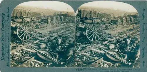 Stereo Foto Alincourt Ardennes, Destroyed German ammunition camp, I WK