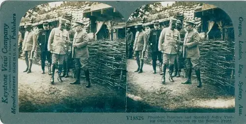 Stereo Foto President Poincare and Marshall Joffre on the Somme Front, I WK