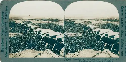 Stereo Foto Trenches of the Allies on the coast of Flanders, I WK