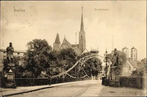 Ak Wrocław Breslau Schlesien, Dombrücke
