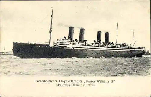 Ak Dampfer Kaiser Wilhelm II, Norddeutscher Lloyd Bremen, Schnelldampfer