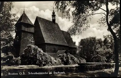 Ak Bytom Beuthen Oberschlesien, Schrotholzkirche im Stadtpark