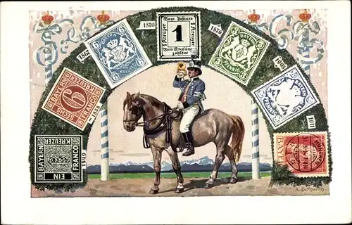 Ganzsachen Briefmarken Ak König Ludwig III. von Bayern, Postillon