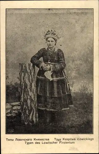 Ak Polen, Typen des Lowitscher Fürstentum, Frau in Tracht
