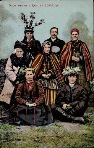 Ak Trachten Polen, Grupa weselna z Kwiestwa Lowickiego