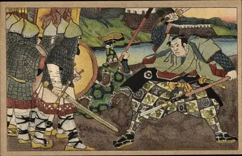 Künstler Ak Japan, Samurai, japanische Krieger