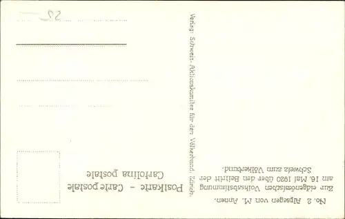 Künstler Ak Schweiz, Am 16. Mai dem Völkerbund Ja, eidgenössische Volksabstimmung 1920