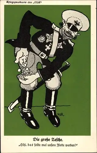 Künstler Ak Die große Tasche, Hihi das sollte mal unsere Flotte Werden, Anti Russisch