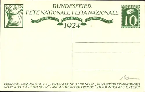 Ganzsachen Ak Zeller, Eug., Mutter mit Kindern, Bundesfeier 1924