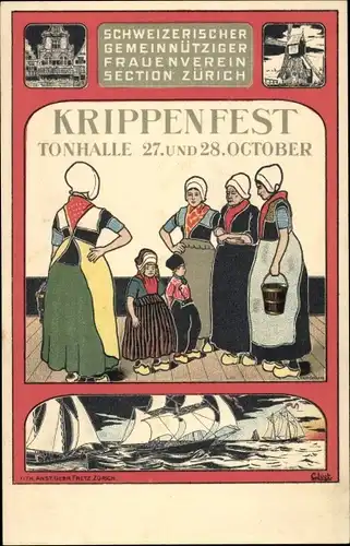 Künstler Ak Zürich Stadt Schweiz, Krippenfest, Tonhalle, Schweizerischer gemeinnütziger Frauenverein