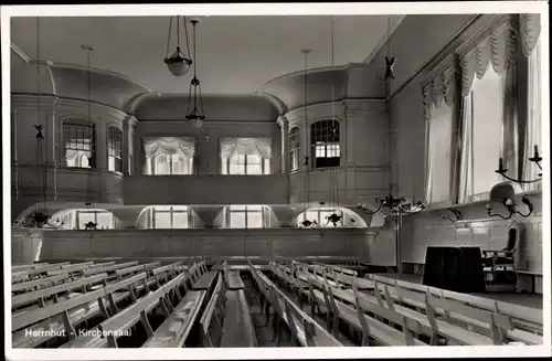 Ak Herrnhut, Kirchensaal, Innenansicht