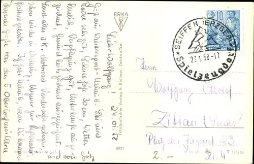 Ak Seiffen im Erzgebirge, Teilansicht, Winter