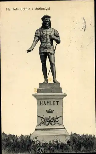 Ak Helsingør Helsingör Dänemark, Hamlets Statue i Marienlyst