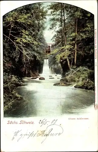 Ak Hinterhermsdorf Sebnitz Sächsische Schweiz, Obere Schleuse