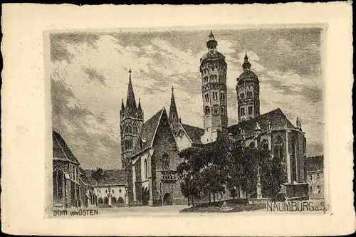 Künstler Ak Naumburg an der Saale,  Dom von Osten