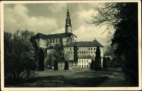 Ak Weesenstein Müglitztal Sachsen, Schloss Weesenstein vom Schlosspark aus