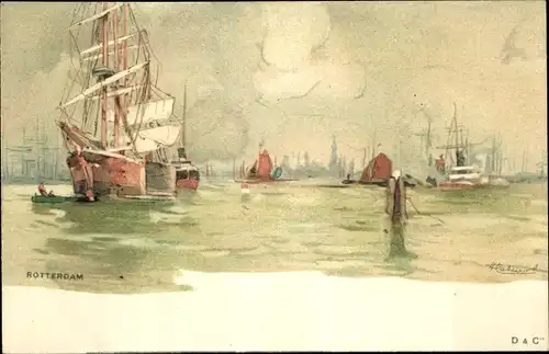 Künstler Litho Cassiers, H., Amsterdam Nordholland Niederlande, Hafen