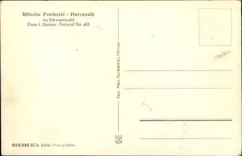 Ak Bad Herrenalb im Schwarzwald, Mönchs Posthotel