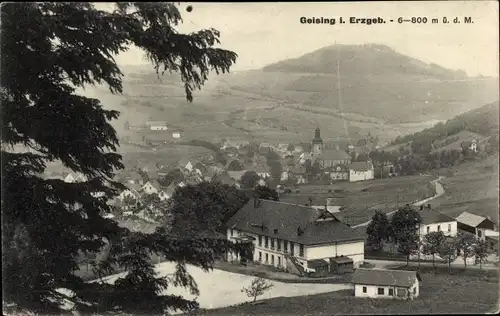 Ak Geising Altenberg Erzgebirge, Talansicht, Panorama vom Ort, Kirche