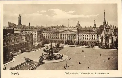 Ak Leipzig in Sachsen, Blick nach der Universität und Paulinerkirche