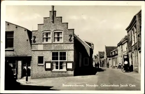 Ak Brouwershaven Zeeland, Noordstraat Geboortehuis Jacob Cats