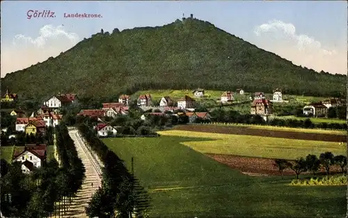 Ak Görlitz in der Lausitz, Landeskrone, Panorama vom Ort